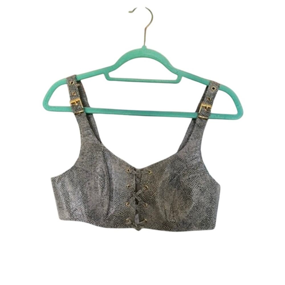 Vintage Boutique Europa Snake Print Crop Top with Buckle Straps US 6